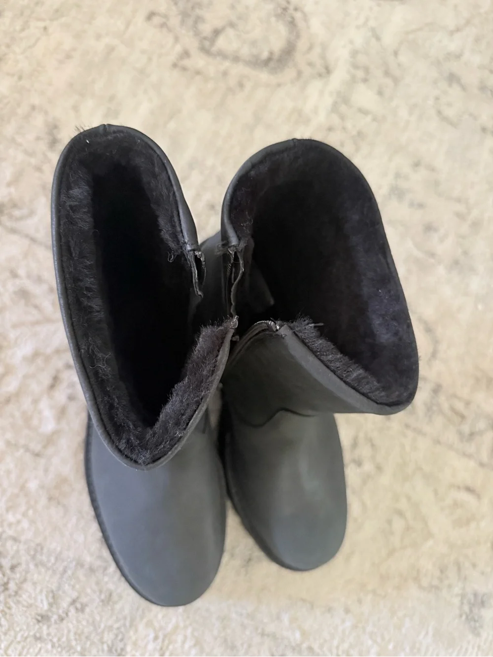 Aquatalia Black Shearling-Trim Waterproof Ankle Boots